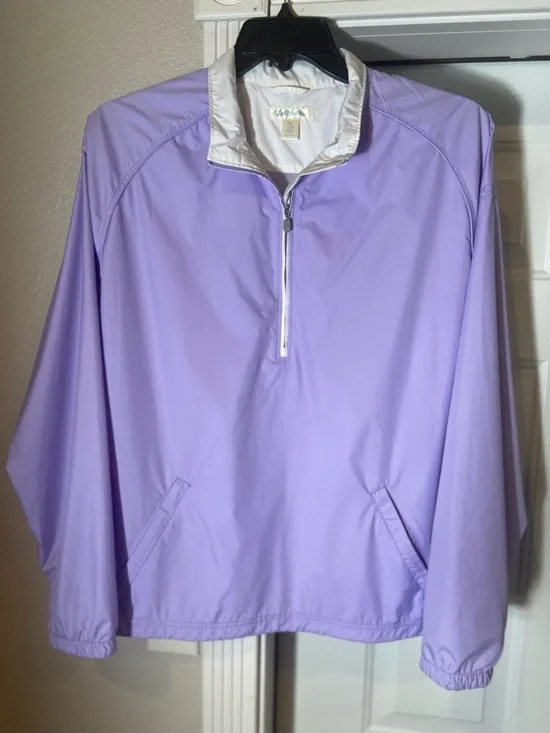 Lady  Hagan~Soft~Lavender~Windbreak~Pullover~Half Zip~Mesh Lined~Pockets~Size XL