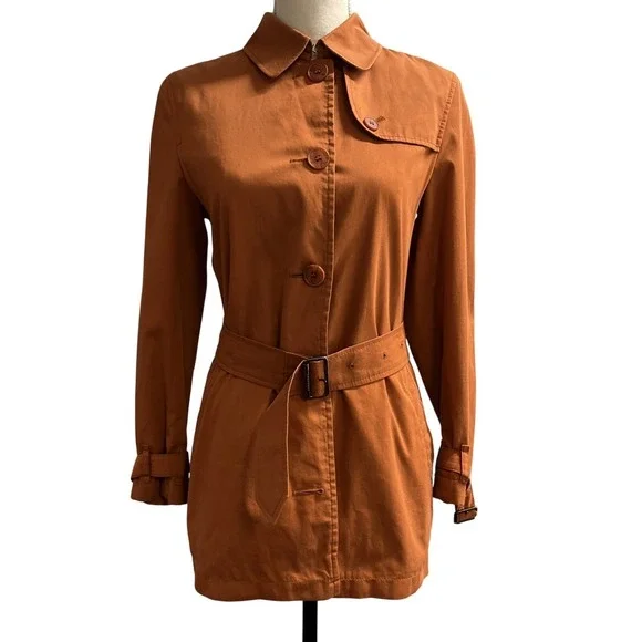 Burberry Josi Trench Coat Orange Nova Check Womens 4‎ Classic Preppy Old Money