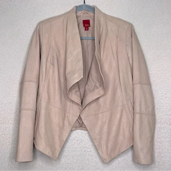 G.I.L.I Got It Love It Leather Drape Front Asymmetrical Jacket-Pink-Women’s 2