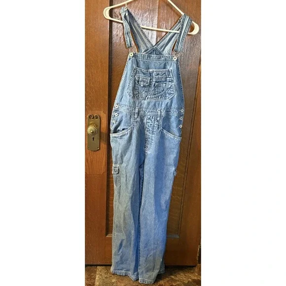 Vintage LA Blues Y2K Denim Bib Overalls Women's Size M Multi Mini Front Pockets