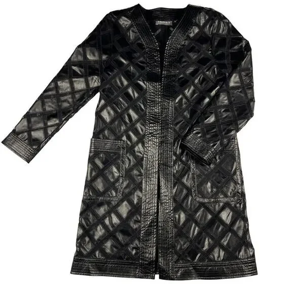 Bagatelle Faux Leather Vented Open Duster Jacket Black Size L