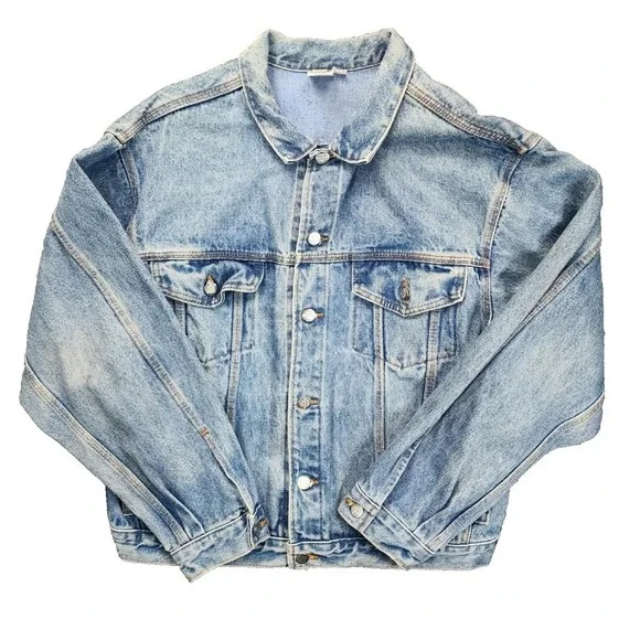 Vintage Harley Davidson Denim Jacket Womens Medium Light‎ Wash Made in USA Biker