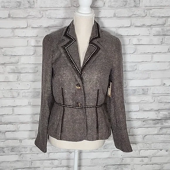 Coldwater Creek Brown Sparkle Fitted Work Business Blazer