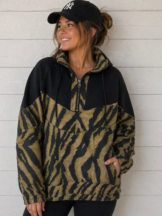 FP Movement Walk the Line pullover, women’s size Small. Olive/black.
