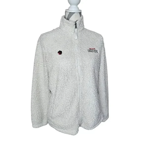RARE Troye Sivan Bloom World Tour 2018 cream sherpa fleece jacket Size‎ M