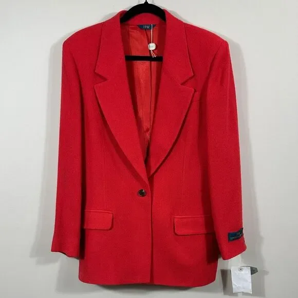 Hawksley & Wight NWT Vintage Deadstock Red Valentines Blazer Work Wool Women 12