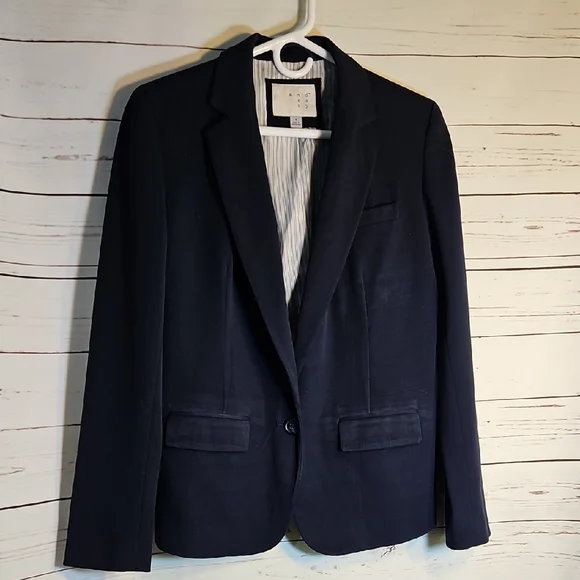 Anew day Navy Blue Blazer Classic‎ One Button Career Office,Polyster Size 8