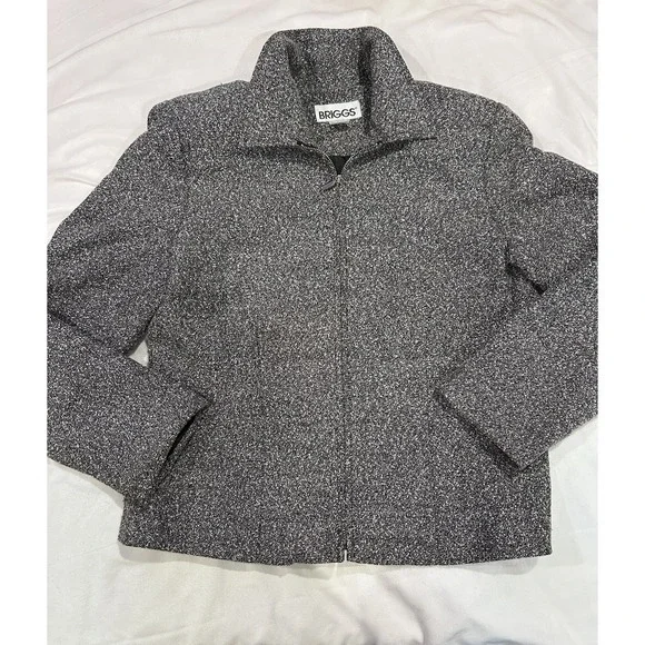 Briggs Women's Gray Jacket Plus‎ Size 10 Full Zip Front Lined Career Collared