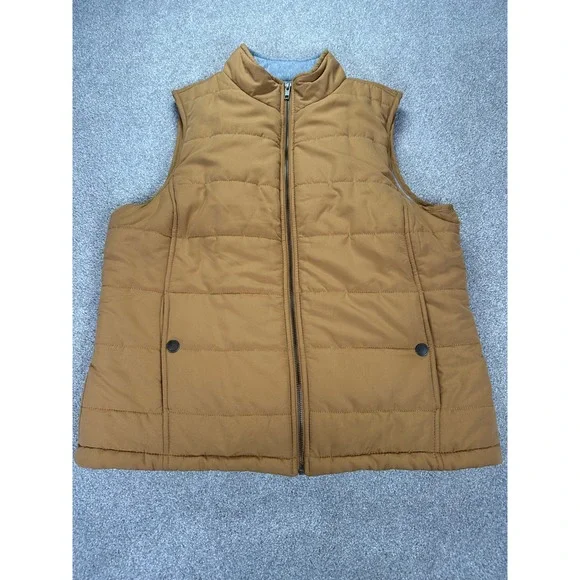 Natural Reflection Puffer Vest Women's Large Tan Quilted‎ Zip Front Insulated