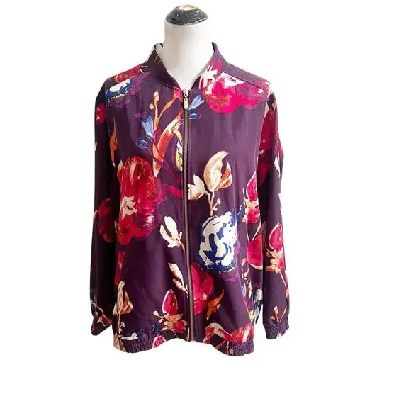 Susan Graver Watercolor Artist Style Zip Up Jacket NWOT Size 3X