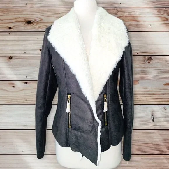 WB1 soft surroundings jacket faux fur lined‎ new nwt small womens zipper