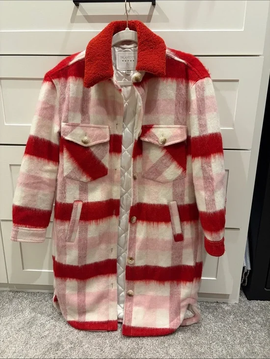 Blank NYC Red & Pink Plaid Coat