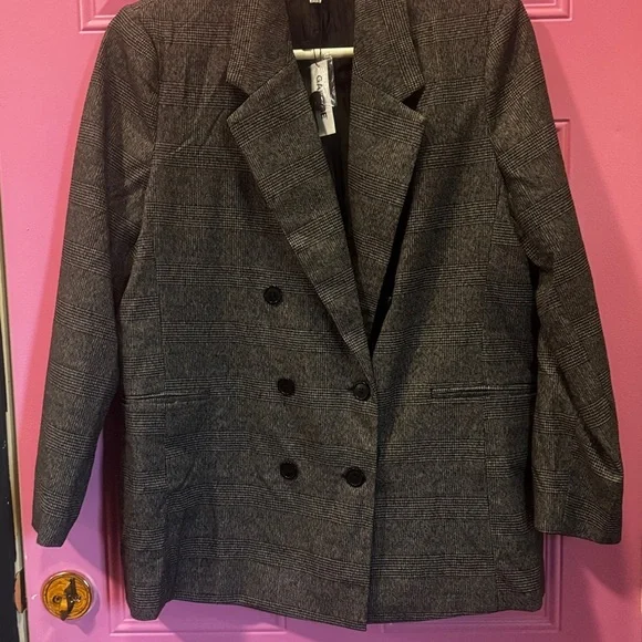 Garage Women's Gray/Black‎ Plaid Blazer
