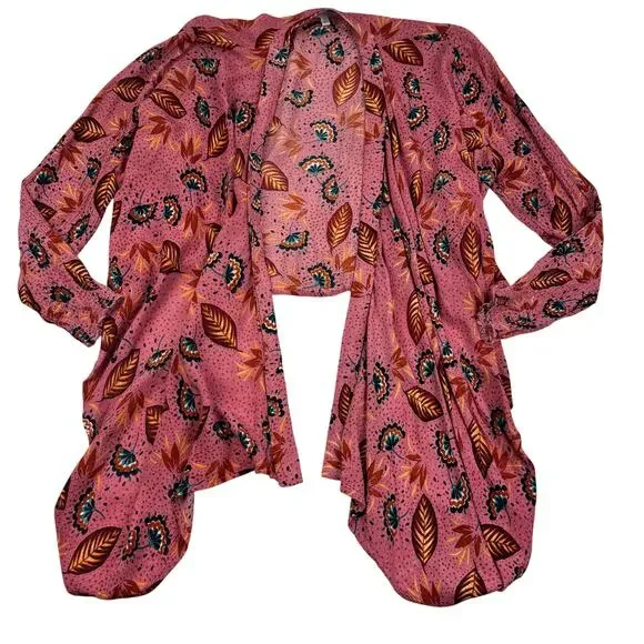 Patrons of Peace Boho Gauzy Lightweight Floral Rayon Asymmetrical Kimono Size M