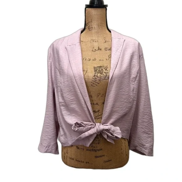 NWT Vince Camuto Tie Front Cropped Blazer Lilac Purple Pastel Office Size Large