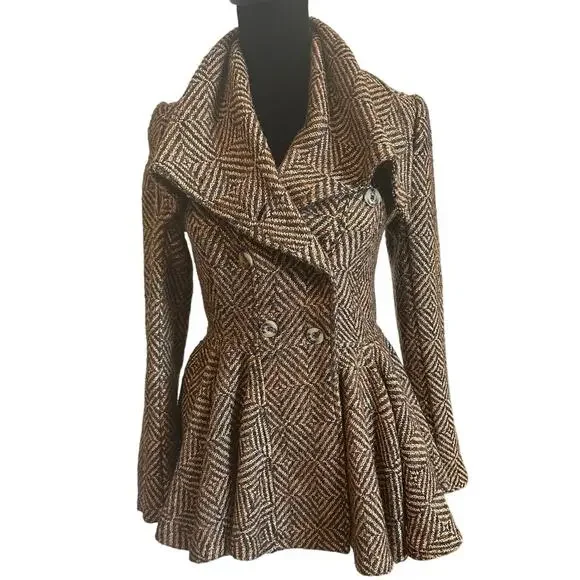 Free People Diamond Jacquard Peacoat Tweed