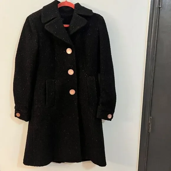 Cole Haan Collection sz 6 Black Coat with Rose Gold Buttons