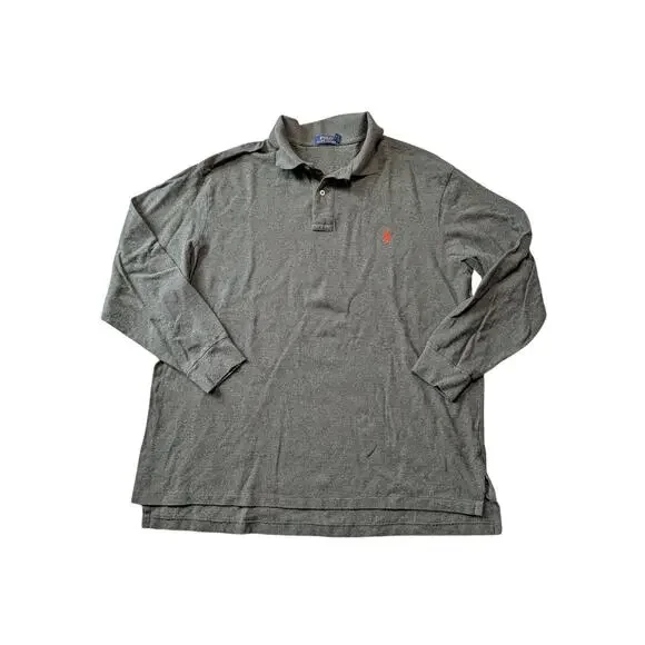 Polo Ralph Lauren Mens 2XLT Olive Green Long Sleeve Pique Golf Polo Shirt