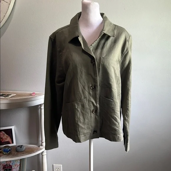 Amour Vert Military-Inspired Olive Utility Jacket