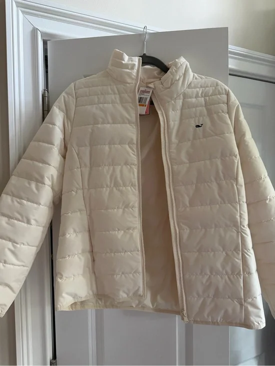 Vineyard Vines Cream Quilted Puffer Jacket