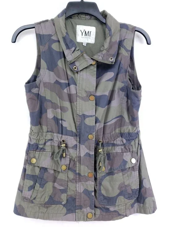 YMI Fashion Vest Women's Size Small Camouflage Snap Closed Jersey Lined
