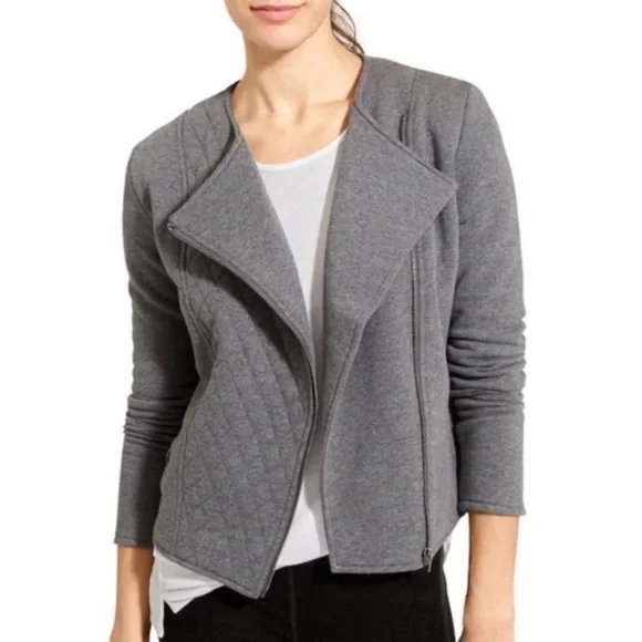 Athleta EUC Gray Quilted Moto Jacket