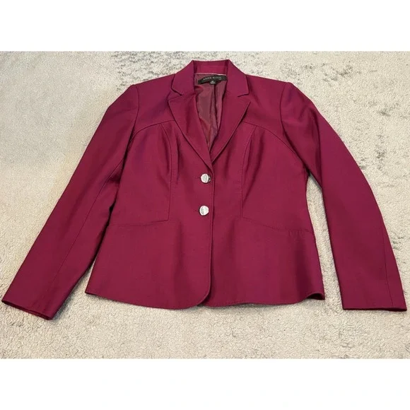 Anne Klein Blazer Suit Jacket Women's 4P Maroon Formal Career Business