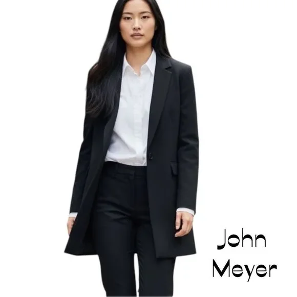 John Meyer Black Wool Blend Long Jacket NWOT Size 8