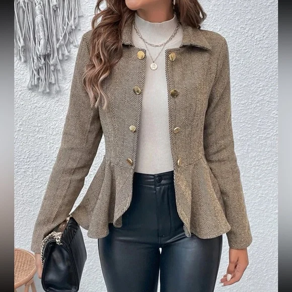 Classic‎ herringbone peplum jacket Holiday