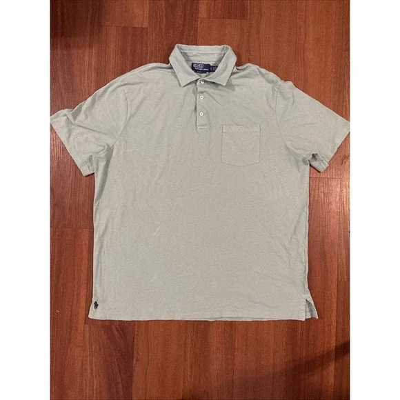 Polo Ralph Lauren Men XL Classic Fit Cotton Linen Polo Shirt Sage Green