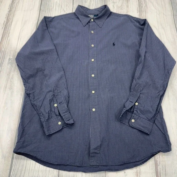 Polo Ralph Lauren Lowell‎ Sport Button Shirt XL Blue Plaid Pony Mens
