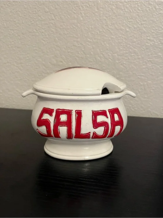 Vintage Salsa Serving Bowl Hot Peppers Fiesta