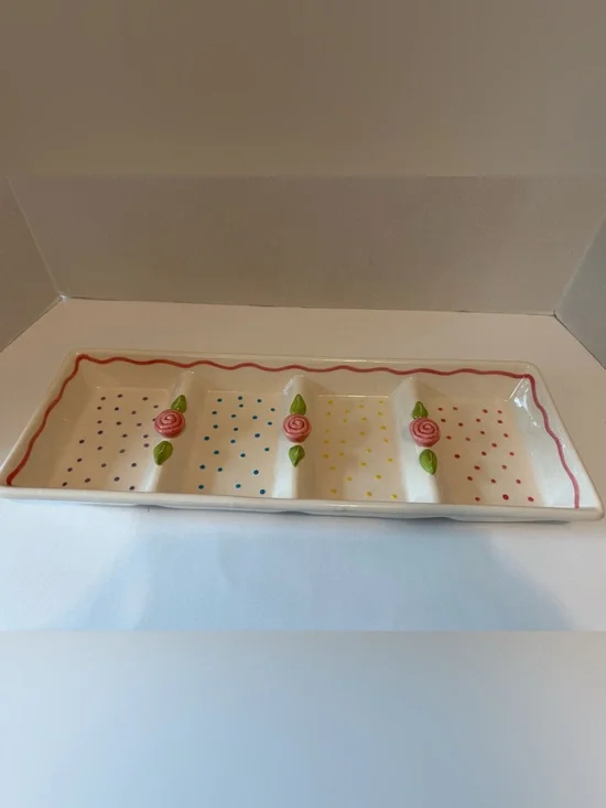 Nicole Engblom serving tray floral polka dot pattern