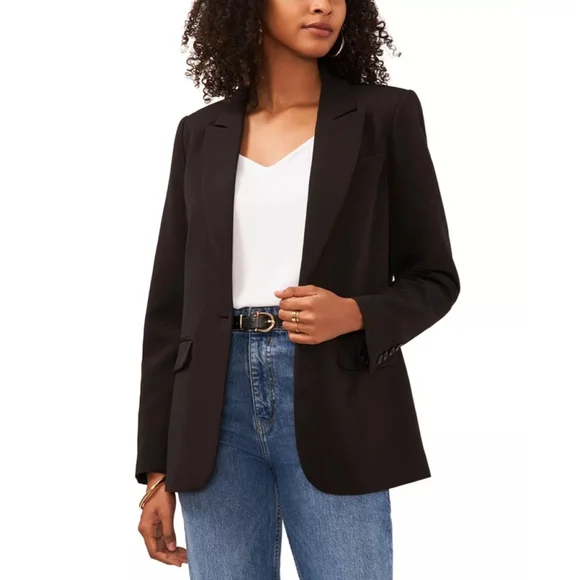 NWT Women's Vince Camuto Single Button Black Blazer size 6 Cotton & Viscose Blen
