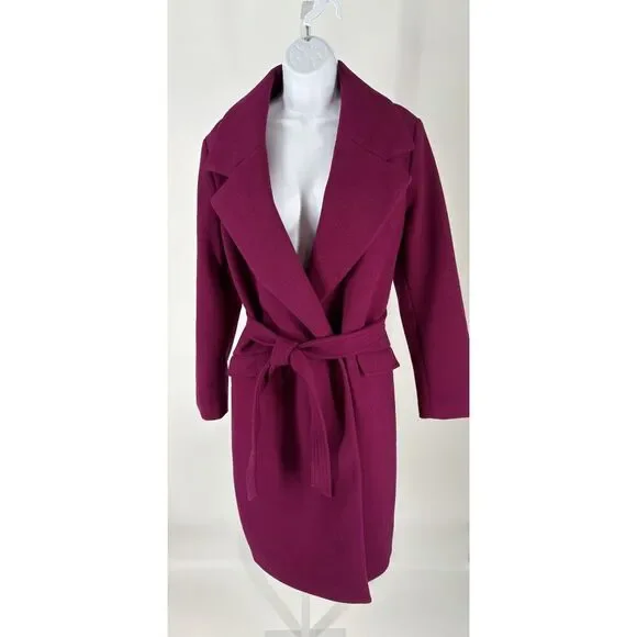 Express Belted Wrap Coat – Plum / Burgundy