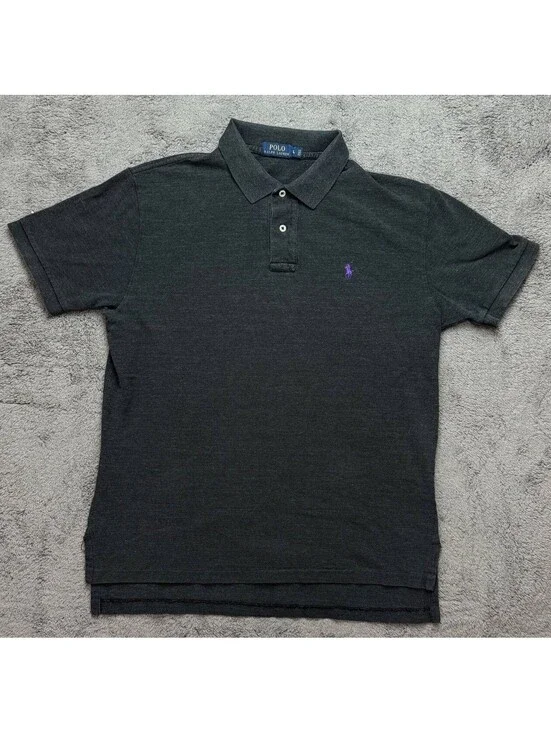 Polo Ralph Lauren Mens Polo Shirt Black Purple Pony Short Sleeve Size L