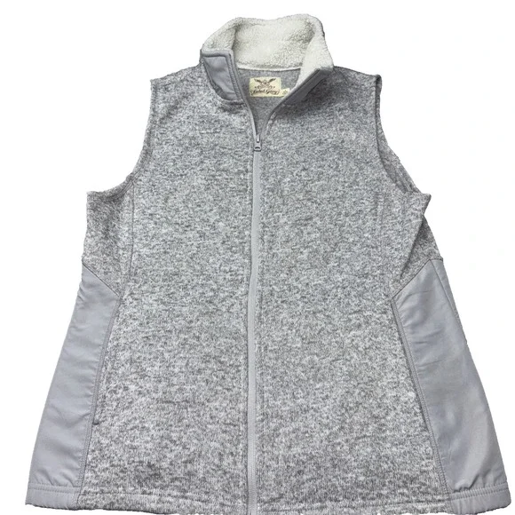 Women's Faded Glory Size XL Full Zip Soft Silver Vest Lg