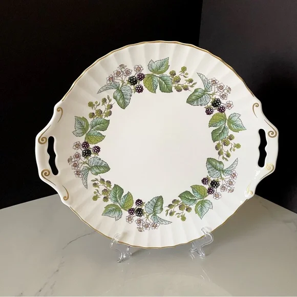 Lavinia Handled Platter or Cake Plate (white body) by Royal Worcester