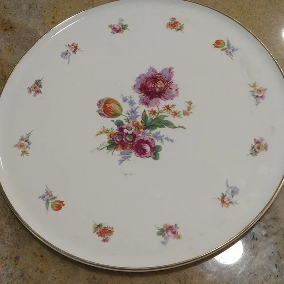 Vintage Erphila art pottery cake plate made in Germany 11 1/4