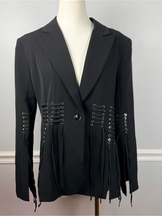 New Vicky and Lucas black lace up blazer jacket size large