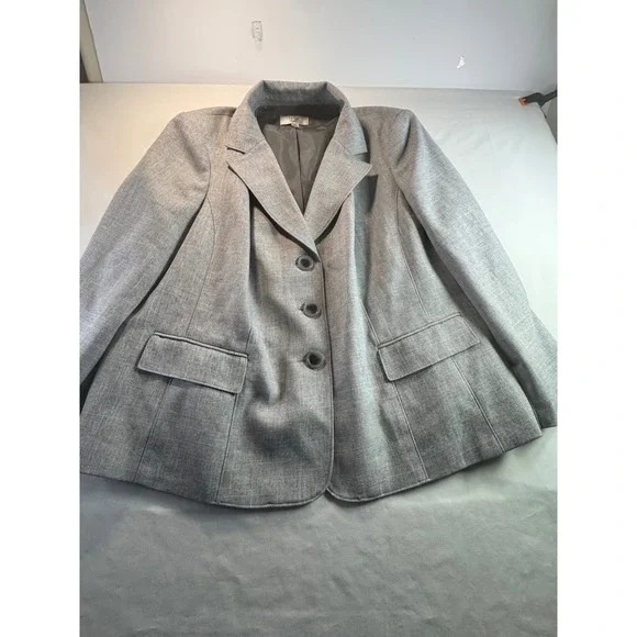 Le Suit Blazer Womens 24W Grey‎ Textured Three Button Jacket Plus Size Top 24W