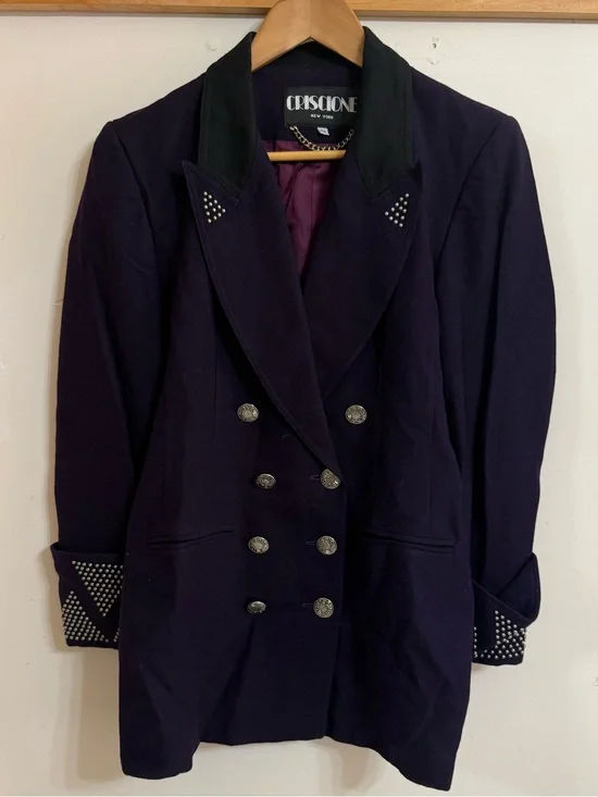 Criscione Purple Double-Breasted Women's Blazer with Stud Detail