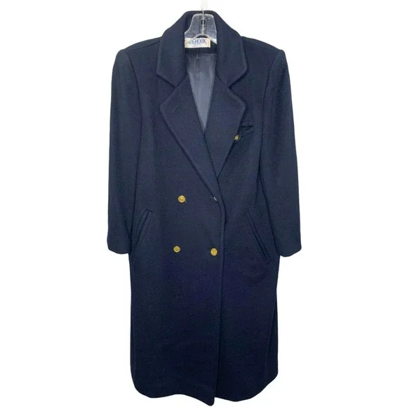 Vintage J.G Hook Women's Jacket Coat Winter Blue 100% Pure Wool Size‎ Medium