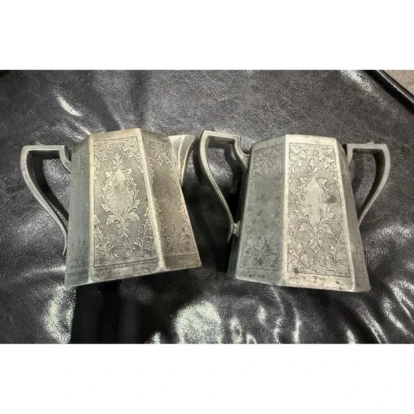 HOMAN MFG CO‎ Antique Quadruple Plate Coffee Tea Set 2 Piece Victorian Ornate