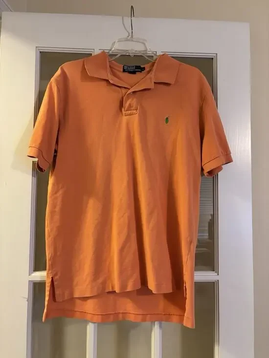 Vintage Polo By Ralph Lauren Men’s Sz L Orange Short Sleeve Pony Polo Shirt