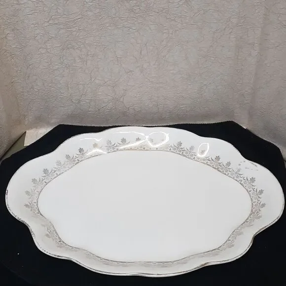 Vintage 1926‎ Homer Laughlin Hudson Platters Gold Floral Rim scalloped edge.