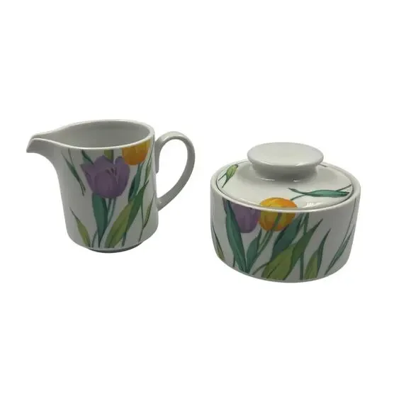 Vintage Studio‎ Nova Flourish Floral Sugar Dish Creamer Pitcher Tea Set Y0228