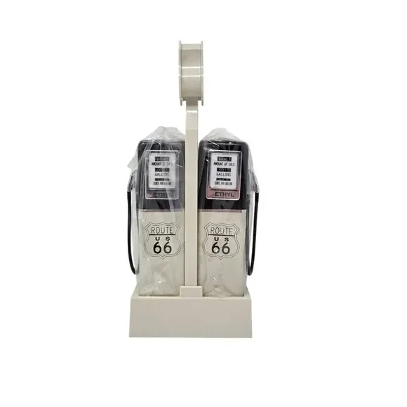 1996 Route‎ 66 Gas Pump Salt Pepper Shakers Lighted Stand NIB Shadle Ethyl