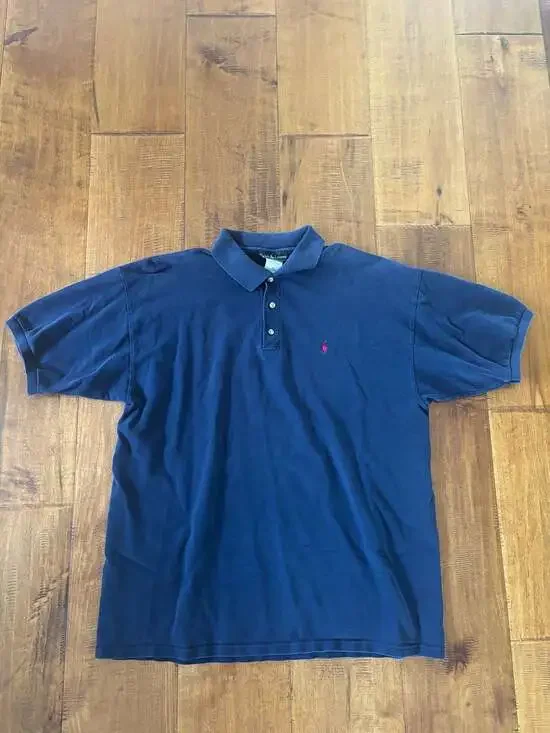 Ralph Lauren Classic Fit Navy Blue Short Sleeve Polo Shirt with Red Logo