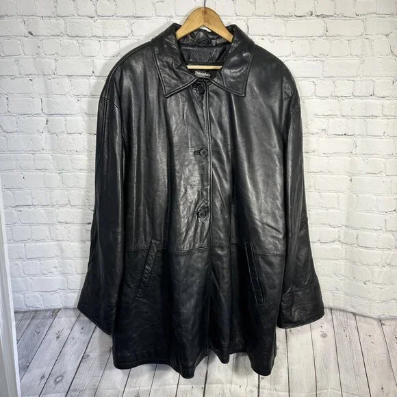 Vintage Tibor Leather Jacket 3X Womens Black Thinsulate Coat Removable Liner‎